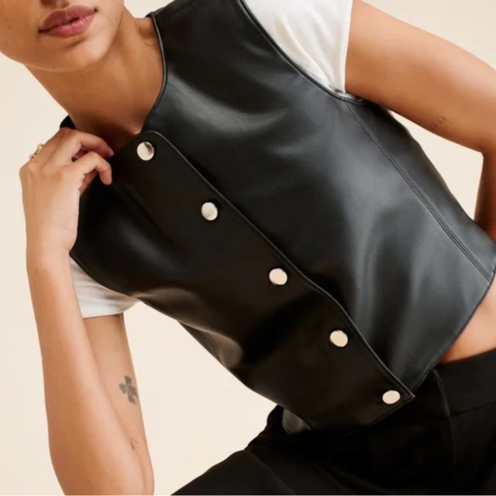 Wayf Black Leather top/ vest